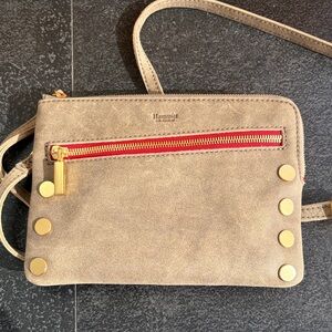 Hammitt Nash Pewter Crossbody Bag with Gold Rivets